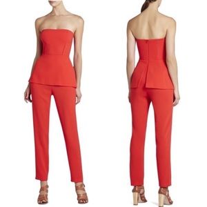 BCBG MAXAZRIA SIMONE PEPLUM JUMPSUIT ORANGE NEW